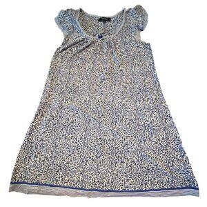 Ellen Tracy Small Blue & White Animal Print Night Gown
